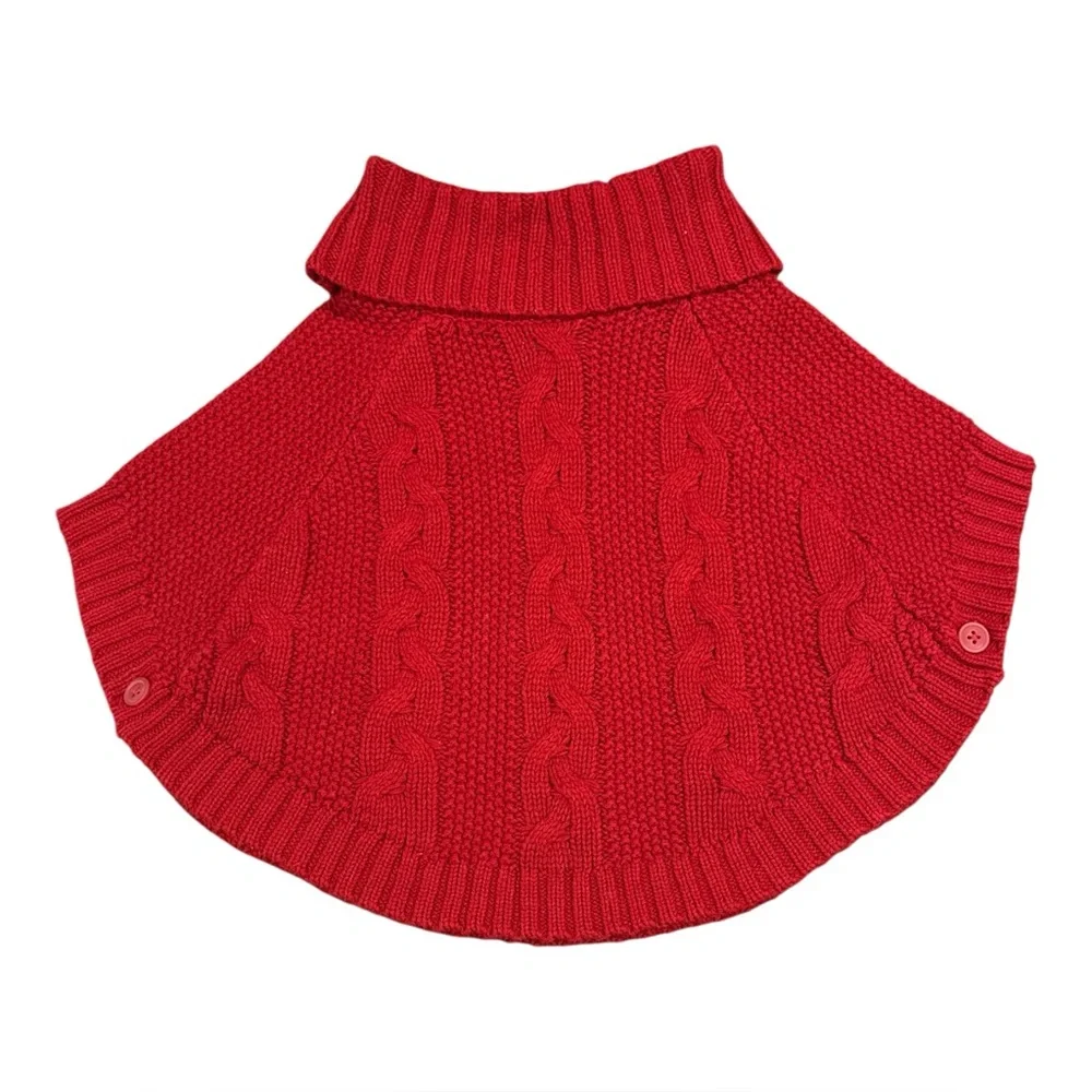 Carter’s Toddler Girls Cable Knit Vibrant Red‎ Poncho, Size 2T